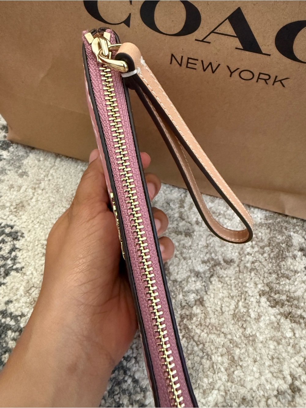 Coach Pink Wristlet with Gold Logo - Picture 9 of 10